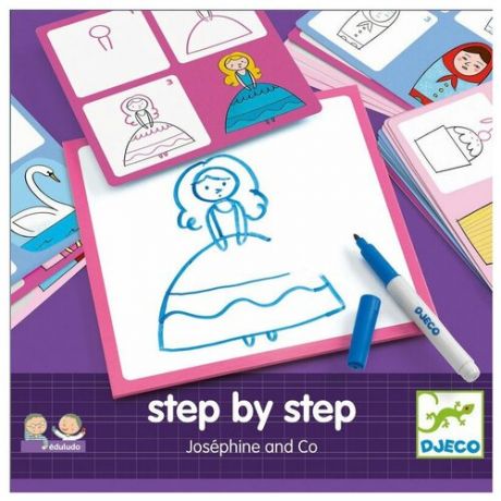 Доска для рисования детская DJECO Жозефина и Ко с карточками (08320) фиолетовый