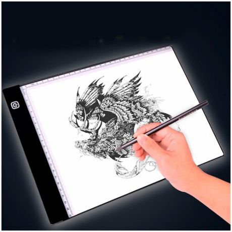 Световой светодиодный графический LED планшет А4 для художников, Светокопировальный планшет для копирования и рисования, Подсветка для мозайки