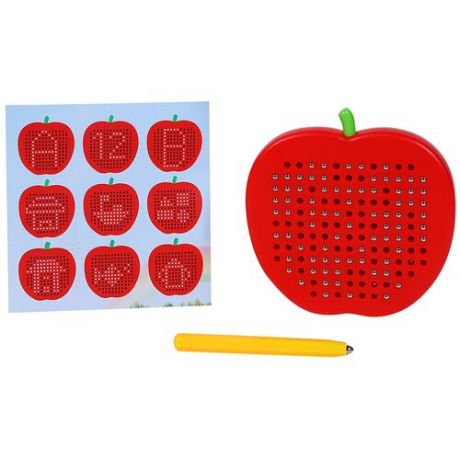 Доска для рисования с металлическими шариками и магнитным стилусом, в форме яблока, для детей, для мальчиков, для девочек, цвет красный