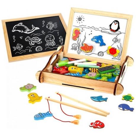 Доска для рисования детская Mapacha Бизи-чемоданчик Рыбалка (76842) натуральный