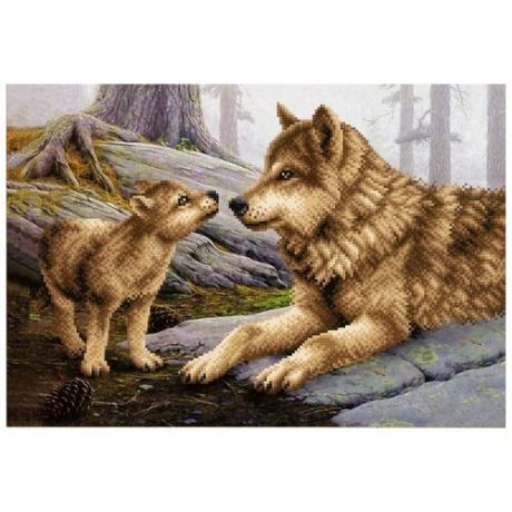 Волчица с волчонком (рис. на ткани 39х27) 39х27 Магия канвы КС-034 Магия Канвы КС-034