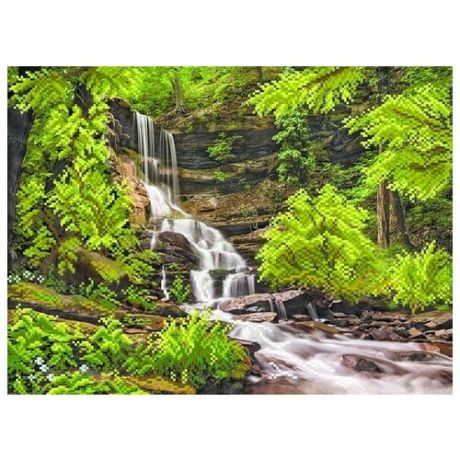 Водопад в лесу Рисунок на шелке 37/49 37х49 (28х38) Матренин Посад 4146