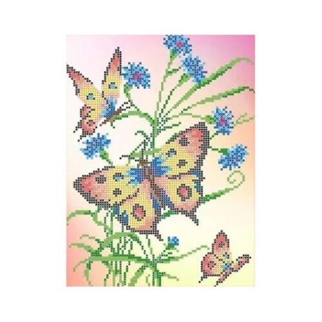 Канва для вышивания с рисунком Каролинка Бабочки и васильки КББ-4005, многоцветный 18.5 х 24.5 см