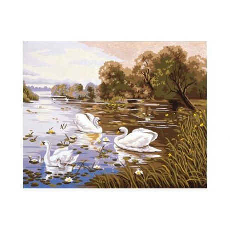 Канва для вышивания "Лебеди на пруду" 11-582