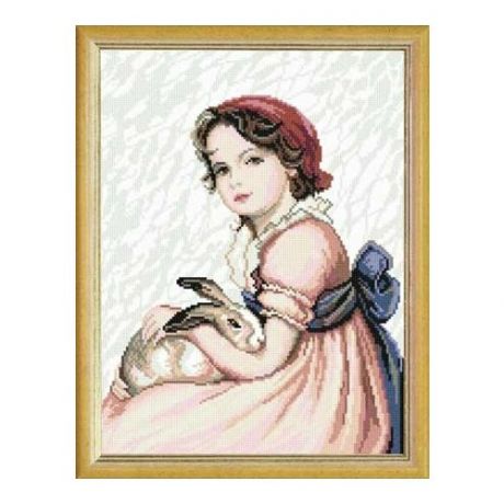Рисунок на канве Borovsky&Sons (страмин), Чарiвниця, Барышня с кроликом, 30*40 см (J19)