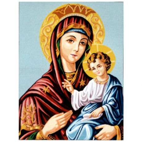 Канва жесткая с рисунком Дева Мария с младенцем