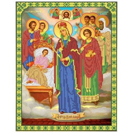Богородица Целительница Рисунок на ткани 26,5х34,5 Каролинка ткби 3068