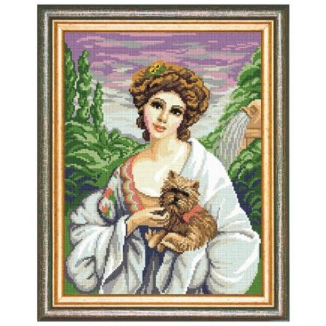 Рисунок на канве Borovsky&Sons (страмин), Чарiвниця, Дама с собачкой, 30*40 см (J28)