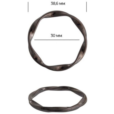 Кольцо металл TBY-1A1185.3 38,6мм (внутр. 30мм) цв. черный никель уп. 10шт
