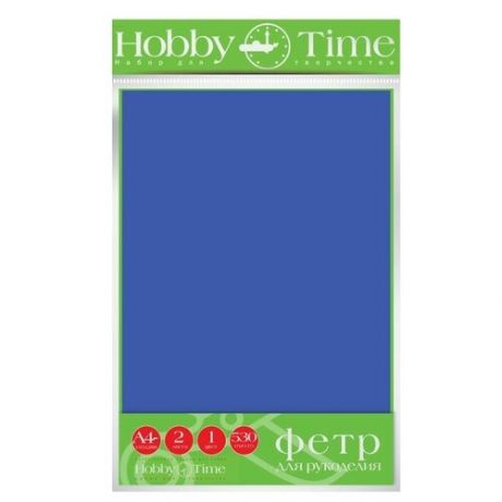 Фетр Hobby Time 4ММ, 530 Г/М. КВ Ф. А4, 19.5х28.8СМ, 2 листа ( голубой )