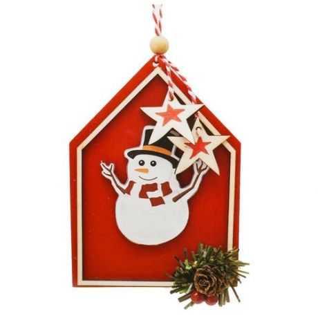 Набор для творчества - создай ёлочное украшение «Снеговик в красном домике