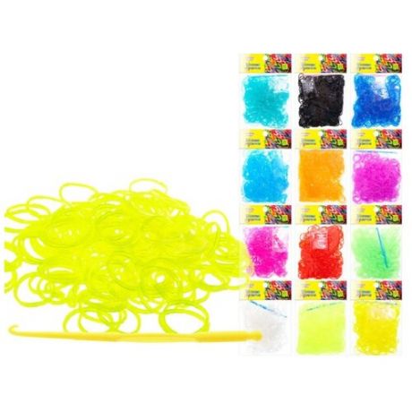 Набор цветных резиночек для плетения браслетов полупрозрачные, 200 резиночек в пакете,12 цв. пакетов
