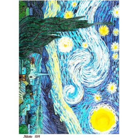 Рисовая бумага для декупажа карта салфетка А4 салфетка 1514 картина Мунк Звёздная Ночь винтаж крафт Milotto