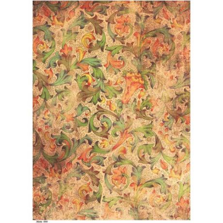 Рисовая бумага для декупажа А4 ультратонкая салфетка 1000 фон бежевый цветы винтаж крафт Milotto