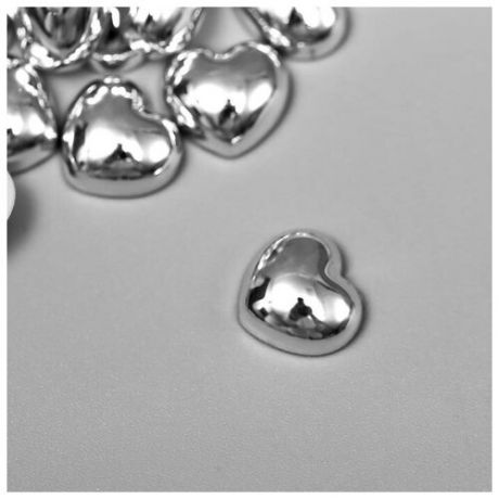 Декор для творчества пластик "Сердца" серебро набор 30 шт 1х1 см