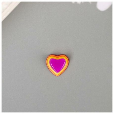 Декор для творчества пластик "Полосатые сердечки" розово-фиолетовые набор 10 шт 1.2х1.3 см 5191026