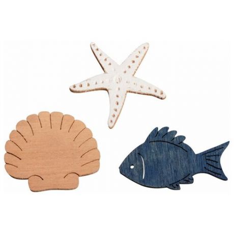 Набор декоративных элементов Рыбки, ракушки и морские звезды RAYHER 3 - 3,5 см 56914000