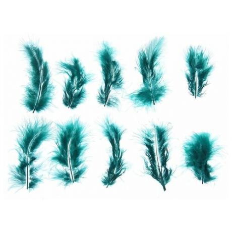 Набор перьев для декора 10 шт размер 1 шт: 10 × 2 см, цвет изумрудный