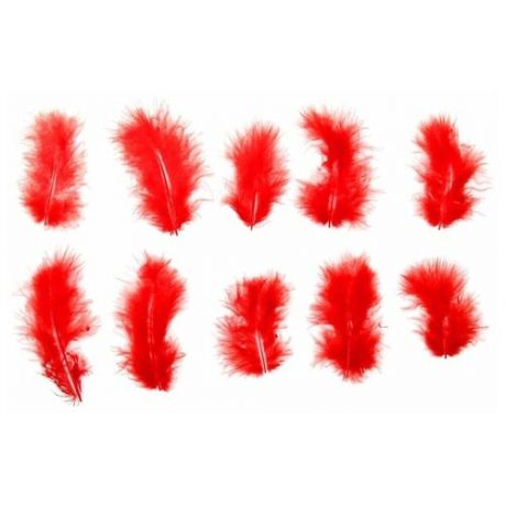 Набор перьев для декора 10 шт размер 1 шт: 10 × 2 см, цвет красный