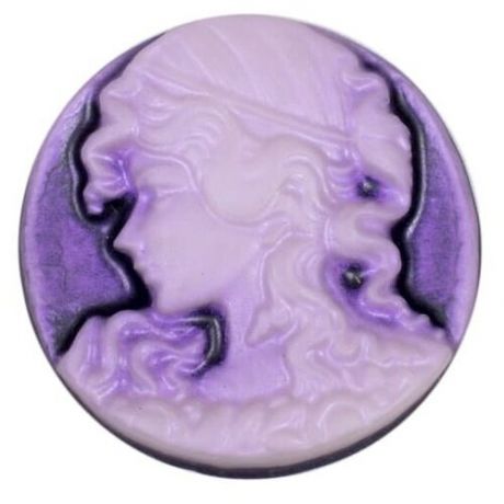 Кабошон пластиковый для декора круг DMO "Камея" Д 34мм темно-фиолетовый / Кабошон для украшений и скрапбукинга (набор 3 шт)