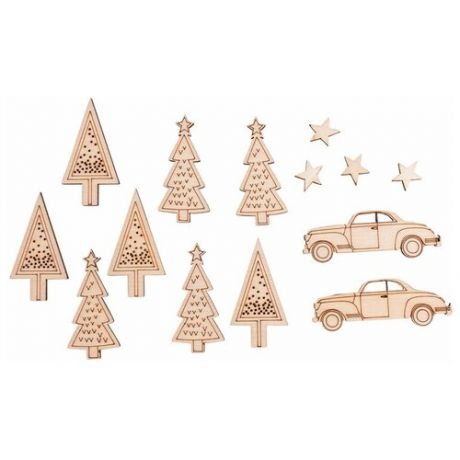 Набор декоративных элементов Автомобили, елки, звезды. RAYHER 1,1-5 x 1-3,9 cм 46310000