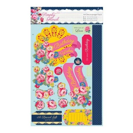 Набор бумаги с высечкой Яркие цветы Simply Floral А4 (21,0 х 29,7 см) 1 лист