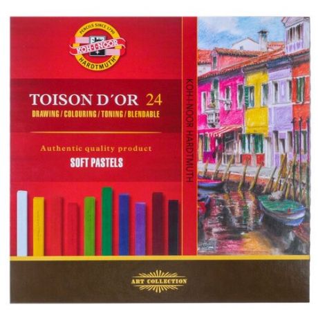 Пастель сухая художественная Soft Koh-I-Noor TOISON D`OR 8584, 24 цвета, 7 х 7/75мм