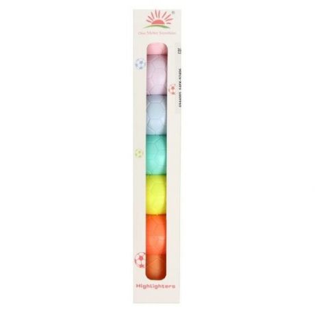 Набор маркеров-тестовыделителей фигурных скошенных 6 цветов, "Мячики-пастель", 5 мм