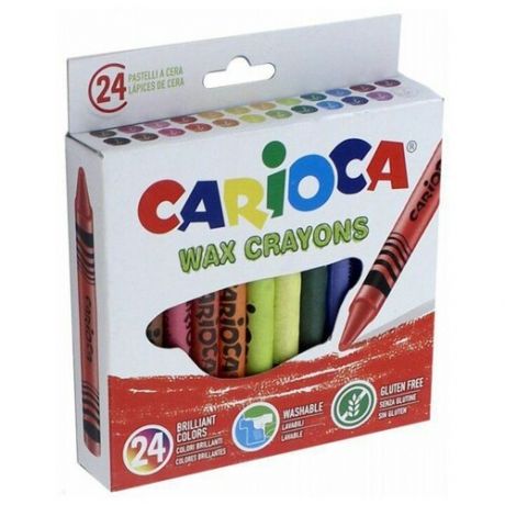 Мелки восковые 24 цвета Wax Crayons, диаметр 8 мм, круглые, в картонной коробке