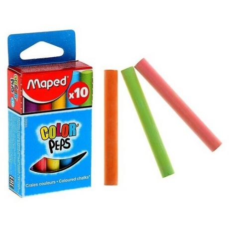 Мелки цветные Maped Color Peps, в наборе 10 штук, круглые, специальная формула «без грязи