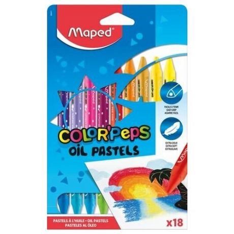 Товары для художников Maped Пастель масляная Color'Peps Oil Pastel 18 цв., треуг.корпус, супер мягкая