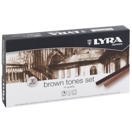 Набор сухой пастели Lyra "Polycrayons Pastel" 12 цв коричневые отенки