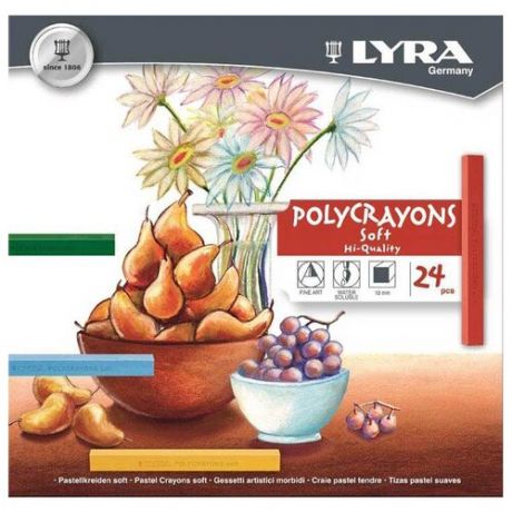 Набор сухой пастели Lyra "Polycrayons Soft" 24 цв четырехгранная