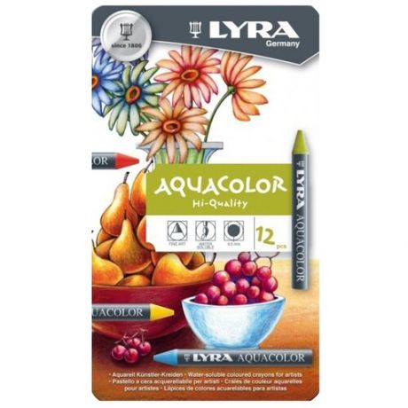 Lyra Акварельные мелки AQUACOLOR 12 цветов (L5611120)