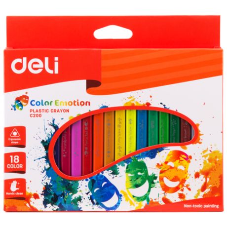 Deli Восковые мелки трехгранные Color Emotion, 18 цветов