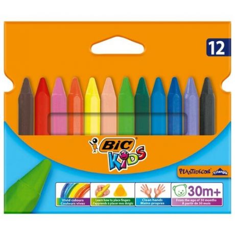 BIC Цветные мелки Plastidecor Triangle 12 цветов (829773)