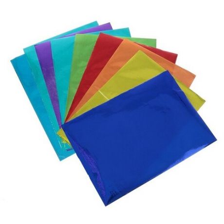 Бумага цветная, формат А4, 10 листов, 10 цветов, самоклеящаяся, блёстки, плотность 70 г/м3, 11 мкр