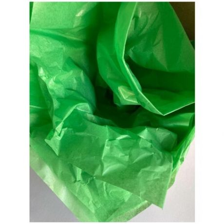 Бумага упаковочная, подарочная, для творчества тишью 20 листов 50х65 см, зеленая.