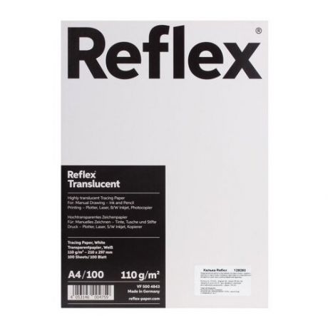 Калька REFLEX А4, 110 г/м, 100 листов, Германия, белая, R17120