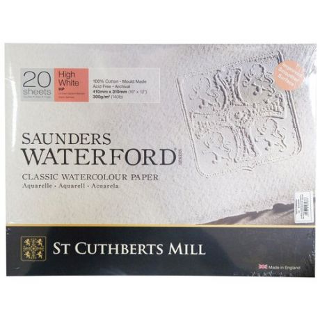 Альбом-склейка для акварели Saunders Waterford H.P. мелкое зерно 41х31 см 20 л 300 г белоснежный