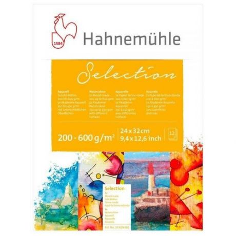 Альбом-склейка для акварели Hahnemuhle "Aquarell Selection 12" 24х32 см 12 л 12 видов