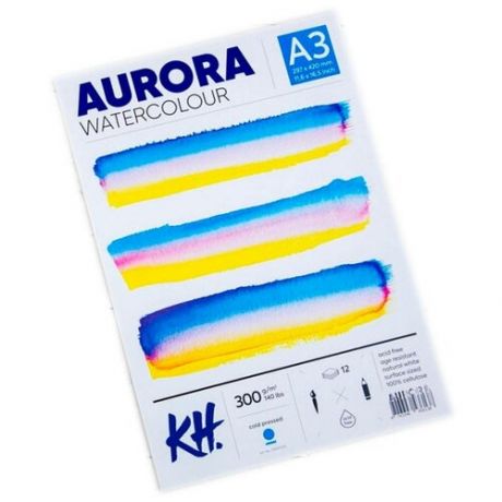 Альбом-склейка для акварели Aurora Cold А3 12 л 300 г 100% целлюлоза
