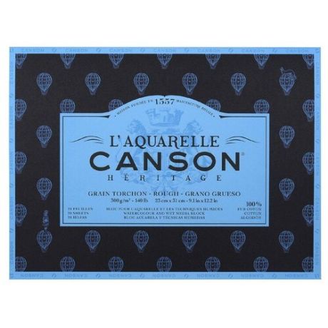 Альбом-склейка для акварели по 4 сторонам Canson "Heritage" Torchon 23x31 см 20 л 300 г