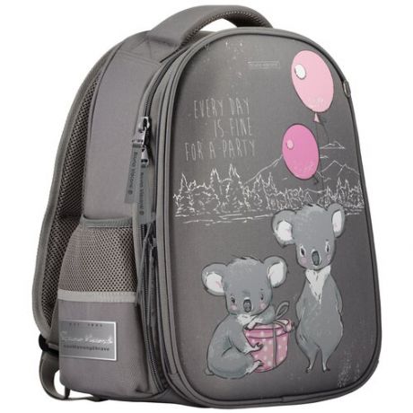Рюкзак облегченная капсула серый с эргономичной спинкой "нежные коалы.день рождения"