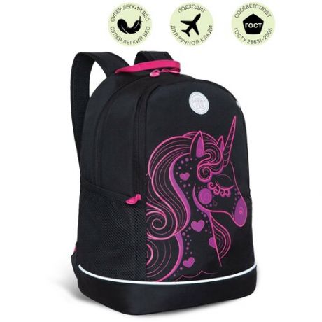 Рюкзак школьный с карманом для ноутбука 13", жесткой спинкой, двумя отделениями, для девочки RG-263-1/2