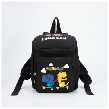 Рюкзак детский, отдел на молнии, наружный карман, 2 боковых кармана, цвет чёрный, «Дино