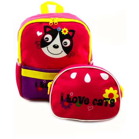 Рюкзак для девочки BITEX 28-140 со съемной сумочкой, розово-желтый