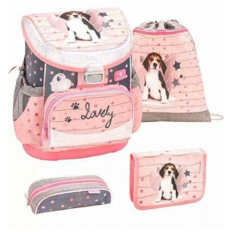Школьный ранец BELMIL Mini-Fit Lovely Beagle с наполнением: пенал c 2 планками, пенал-косметичка, сумка для обуви