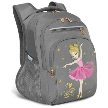 Рюкзак школьный для девочки GRIZZLY RG-261 с карманом и анатомической спинкой