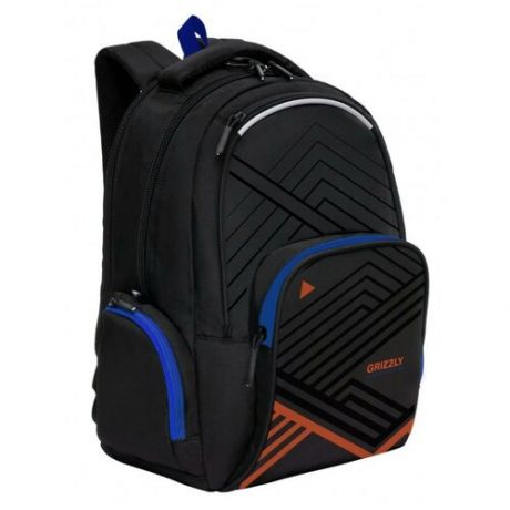 Школьный рюкзак с ортопедической спинкой GRIZZLY RU-233-2 синий, грудная стяжка